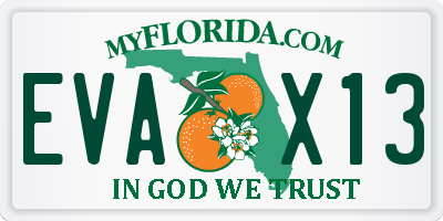 FL license plate EVAX13
