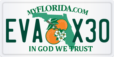 FL license plate EVAX30