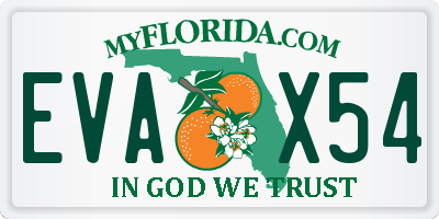 FL license plate EVAX54