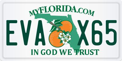 FL license plate EVAX65