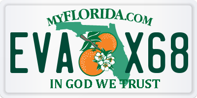 FL license plate EVAX68