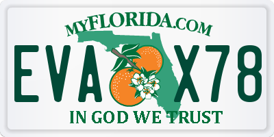 FL license plate EVAX78