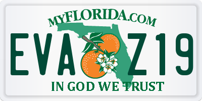 FL license plate EVAZ19
