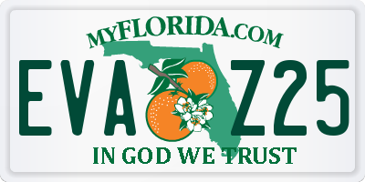 FL license plate EVAZ25