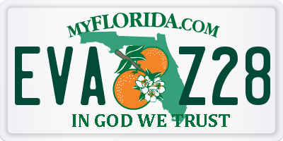 FL license plate EVAZ28