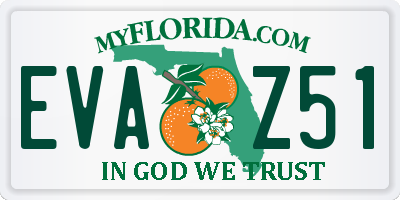 FL license plate EVAZ51