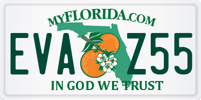 FL license plate EVAZ55