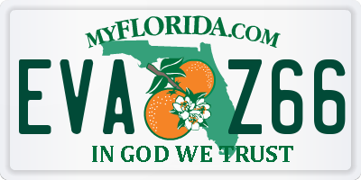 FL license plate EVAZ66