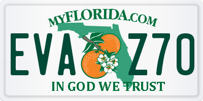 FL license plate EVAZ70