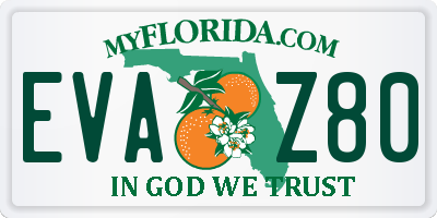 FL license plate EVAZ80