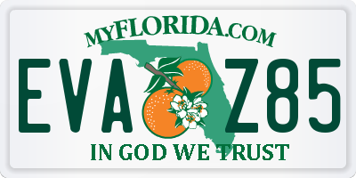 FL license plate EVAZ85
