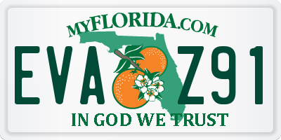 FL license plate EVAZ91