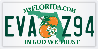 FL license plate EVAZ94