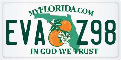 FL license plate EVAZ98