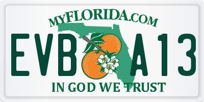 FL license plate EVBA13