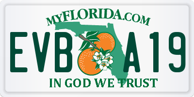 FL license plate EVBA19