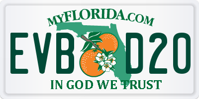 FL license plate EVBD20