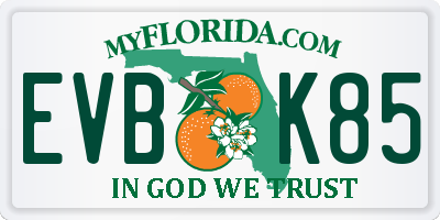 FL license plate EVBK85