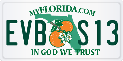 FL license plate EVBS13