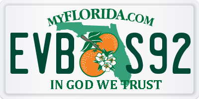 FL license plate EVBS92