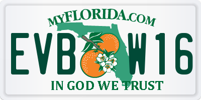 FL license plate EVBW16