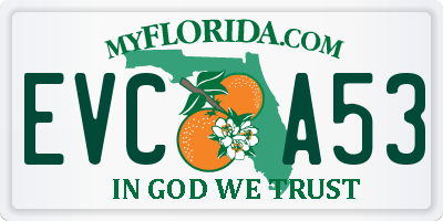 FL license plate EVCA53