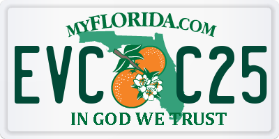 FL license plate EVCC25