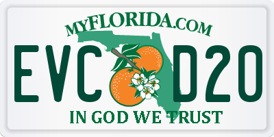 FL license plate EVCD20