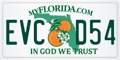 FL license plate EVCD54