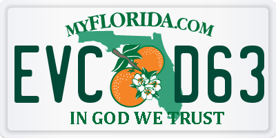 FL license plate EVCD63