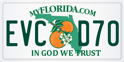 FL license plate EVCD70