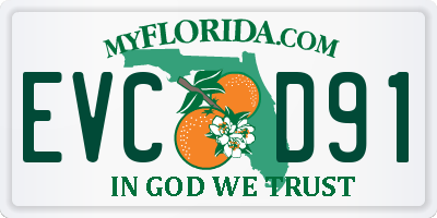 FL license plate EVCD91