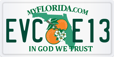 FL license plate EVCE13
