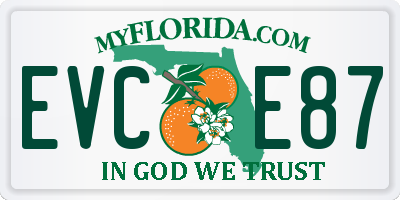 FL license plate EVCE87