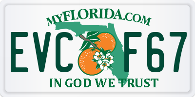 FL license plate EVCF67