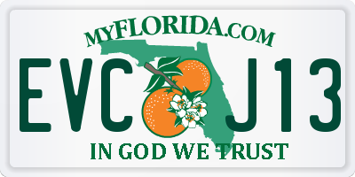 FL license plate EVCJ13