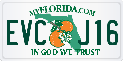 FL license plate EVCJ16