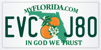 FL license plate EVCJ80