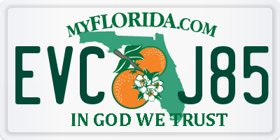 FL license plate EVCJ85