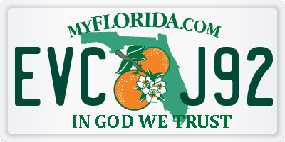 FL license plate EVCJ92