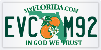 FL license plate EVCM92