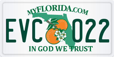 FL license plate EVCO22