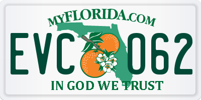 FL license plate EVCO62