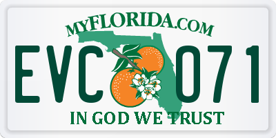 FL license plate EVCO71