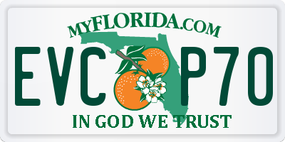 FL license plate EVCP70