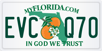 FL license plate EVCQ70