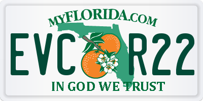 FL license plate EVCR22