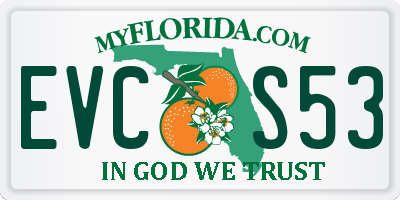 FL license plate EVCS53