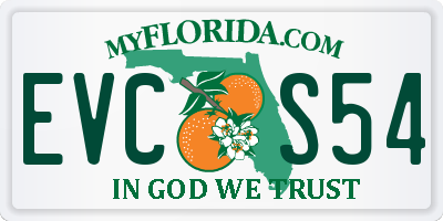 FL license plate EVCS54
