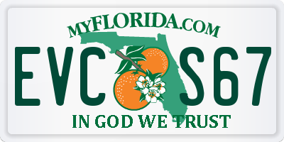 FL license plate EVCS67